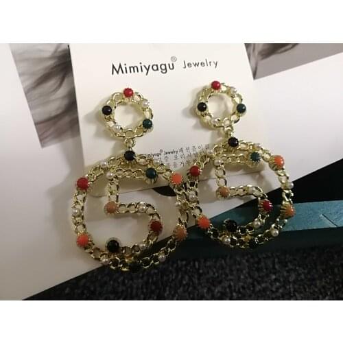 Korean boho colorful crystal letter 5 dangle earring for women party jewelry