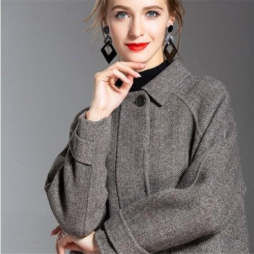 High Quality Double-Faced Wool Coat Women Autumn Winter Loose Single-Breasted Cashmere Woolen Jacket A-Line Long Outwear KW462