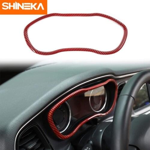 SHINEKA for Challenger Dash Board Covers Trim for 2015-2020 Dodge Challenger ASB Red Carbon Fiber Texture