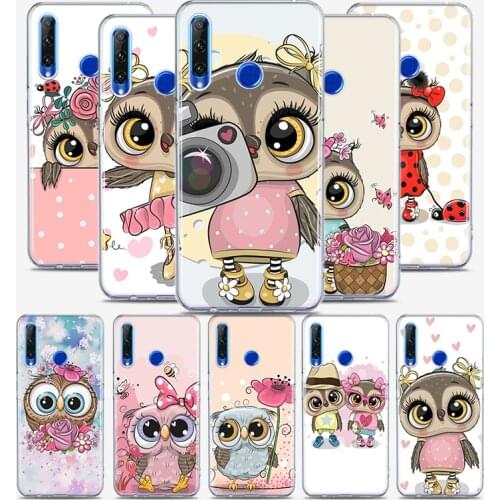 Lovely Animal Owl Silicone Cover For Honor 30 30S 30i 9 10 9A 9C 9S 9N 10i 10X 9X Lite Pro 5G Phone Case