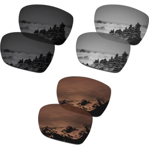 SmartVLT 3 Pairs Polarized Sunglasses Replacement Lenses for Oakley Catalyst Black and Silver Titanium and Amber Brown