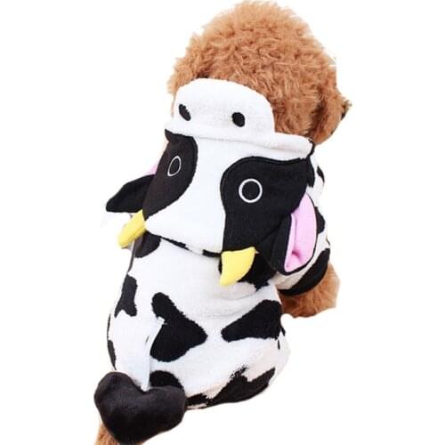 Pet Dog Coat Winter Clothes Milk cow Hoodies Jacket Small Chihuahua Teddy Warm Flannel Pamajas Sweatshirt for Bulldog Poodle