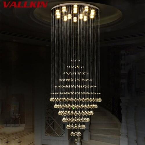 Modern LED Crystal Chandeliers Lights Lamp Chandelier Lighting Indoor Crystal Chandeliers Light for Foyer Stair Staircase Hotel