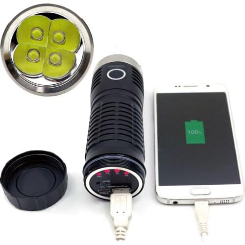 Powerful 4 LED Chip XHP50.2 SST40.2 USB C Quick Charge QC3.0 Rechargeable Flashlight Torch Lamp Mobile Power Bank for Cell Phone