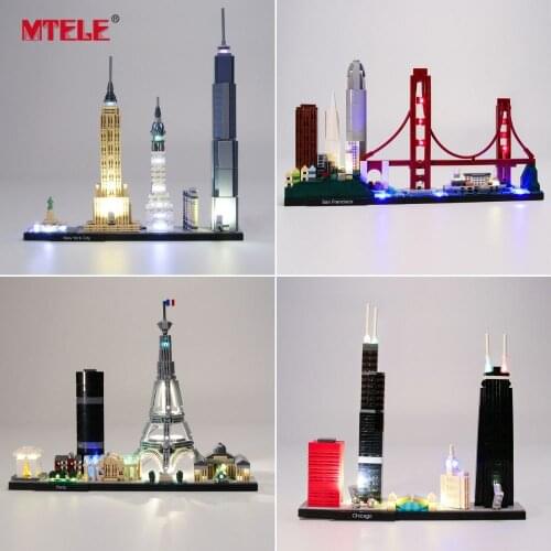 MTELE Light Kit ONLY For Architecture skyline Chicago/Las Vegas Compatible With 21026/21027/21028/21030/21032/21042