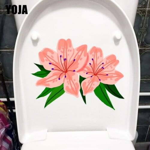 YOJA 23.8X18.5CM Cartoon Azalea Fashion Toilet Seat Sticker Home Living Room Wall Decor Decal T1-1659