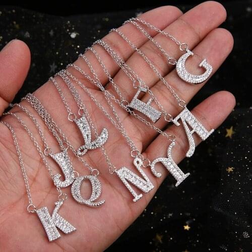 Custom Initial Letters Chain Pendants Necklaces Womens Zircon Hip Hop Jewelry With Gold Color Cuban Chain Party Wedding Gifts