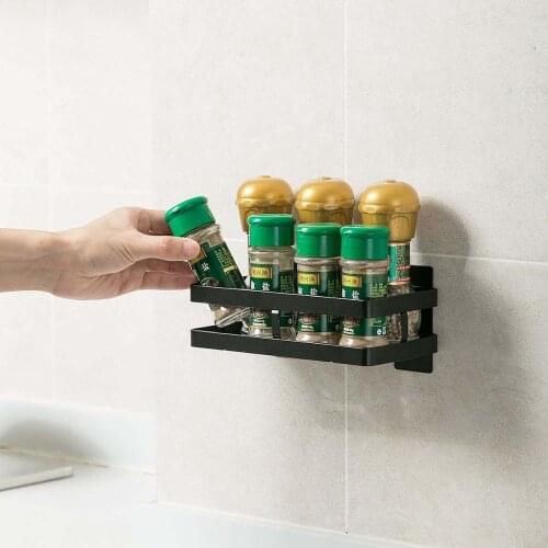 Iron Wall Mounted Kitchen Shelf Spice Rack Organizer Seasoning Jar Bottle Holder Storage Rack Bathroom Organizer Shower Caddy