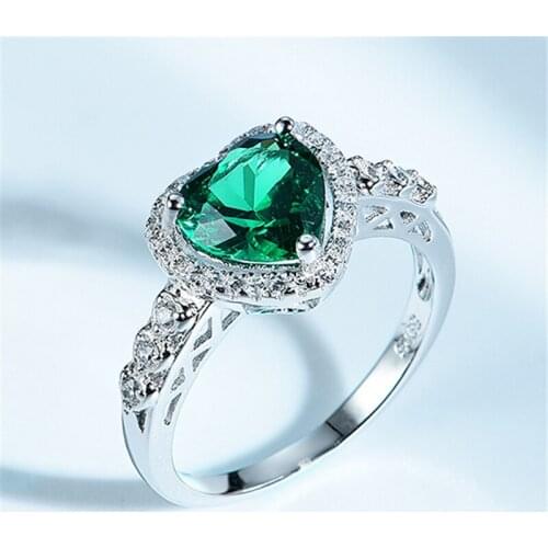 DY Heart Shape Nano Green Emerald CZ Delicate Luxury Ring For Women Fashion Accessories Fine Jewelry 925 Sterling Silver Ring