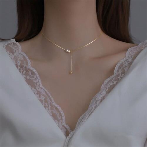 Fashion Zircon Pearl Pendant Necklace For Women Jewelry Gift Exquisite Silver 925 Sterling Chain Clavicle Necklace Lady Choker