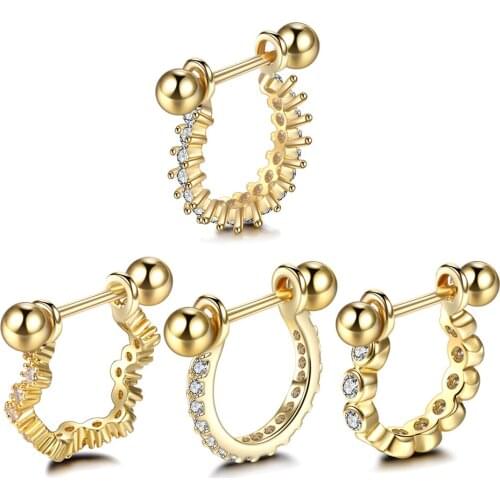 2020 Fashion 1Pc 20G Gold Ear Stud Ring Tragus Helix Piercing Copper Barbell Earrings for Cartilage Women Ear Piercing Jewelry