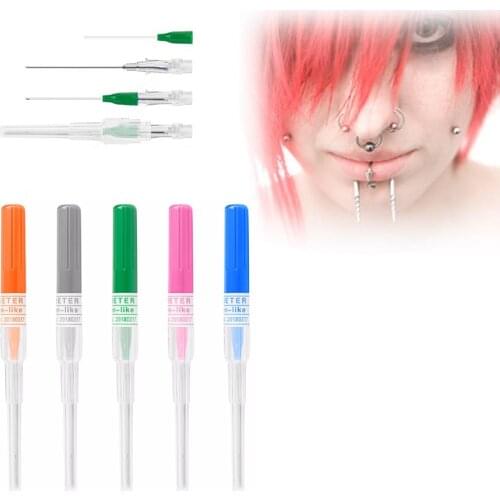 1Pc Professional Surgical Steel I.V. Catheter Sterile Cannula Body Piercing Sterile Needles 14G 16G 18G 20G 22G Supply