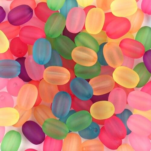 100Pcs/Pack MixColor Oval Round Acrylic Beads For DIY Making Necklace Bracelet Loose Beads Handmade Craft Jewelry Accessories