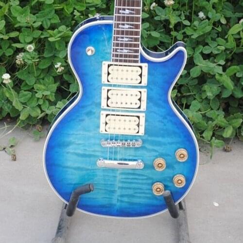 2021 years popular New signature Ace frehley 3 pickups blue color electric guitar AAA carved maple top