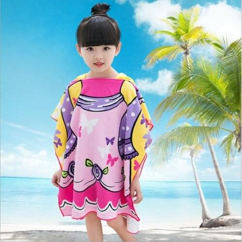 2021New child Beach Towels Swimming Towels Cartoon Towels Hooded absorb cloakBeach towel 120-60 cm