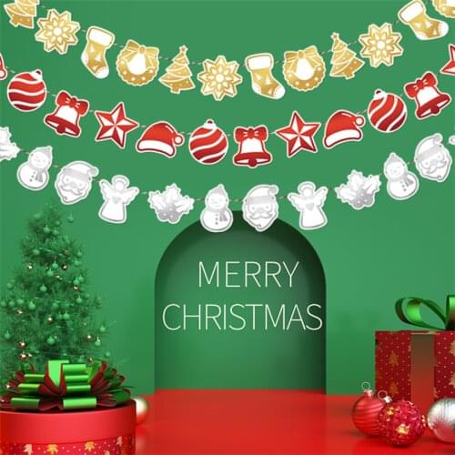 3m Christmas Cartoon Paper Hang Flags Santa Claus Snowflake Bells Pattern Banners Home Christmas Party Decoration Hanging Flags