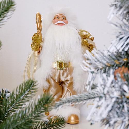 Santa Claus Beard Plush Dolls Standing Toy Christmas Decoration New Year Navidad Home Hotel Ornaments Decor Gift for Kids