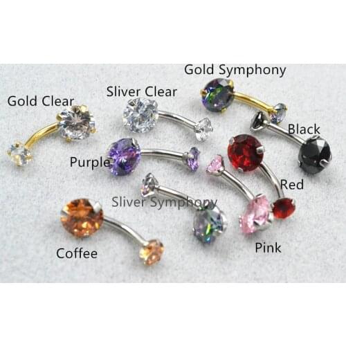 50PCS Surgical Steel Double AAA CZ Navel Belly Ring Button Bar Navel Rings Body Piercing Jewelry 14G Shine Navel Piercing