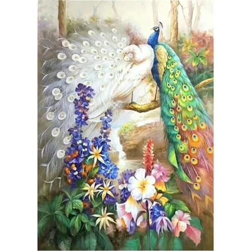 5D DIY Diamond Painting Cross Stitch peacock Crystal Needlework full square Diamond Embroidery animal pattern resin drill mosaic
