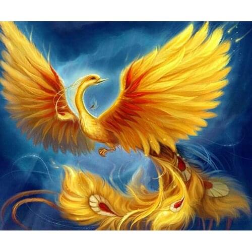 Diamond Painting Golden Phoenix Animal Square Diamond Round Diamond Decoration Customizable Wall Art Decoration Frameless