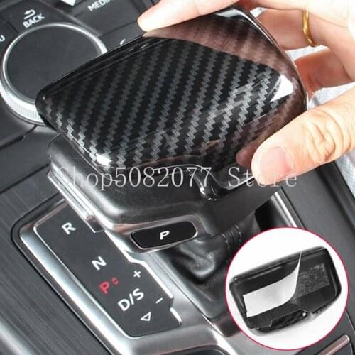 Shiny Black Carbon Fiber Car Gear Shift Knob Protection Cover Upgrade Protective Sticker for Audi Sline A4 A5 A6 A7 Q5 Q7 S6 S7