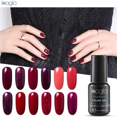 Inagla Red Blue Purple Nail Gel Polish UV LED Gel Varnish Soak Off Gel Lacquer For Manicure Hybrid Painting Need Matte Top Coat