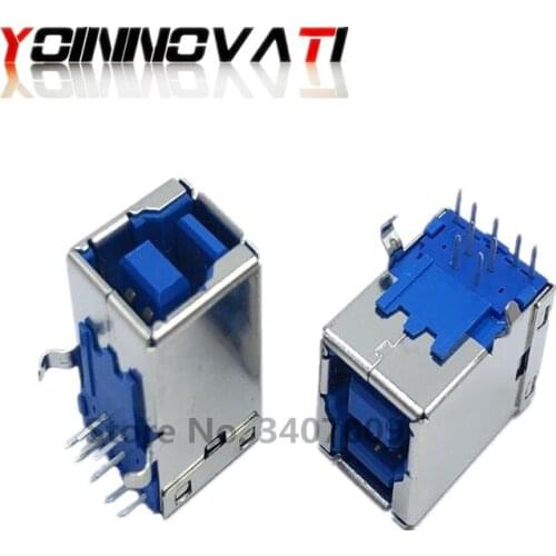 50pcs Female USB Socket 3.0 B Type Side DIP 90Degree Bent Feet For Printer Inference USB 3.0 Connector Jack