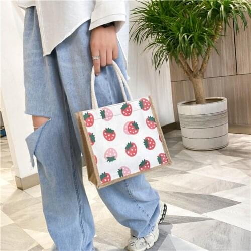40%HOTWomen Handbag Reusable Portable Canvas Durable Cute Pattern Tote Lunch Bags for Shopping