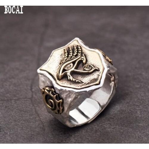 Eye of Horus 100% true 925 silver ring vintage original index finger ring adjustable size personality silver Jewelry