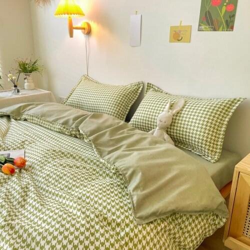Minimalist Style Bedding Set Duvet Cover With Pillowcase,220x240 Quilt Cover,Blanket Cover 240x210,King Size Green Bed Sheet Set