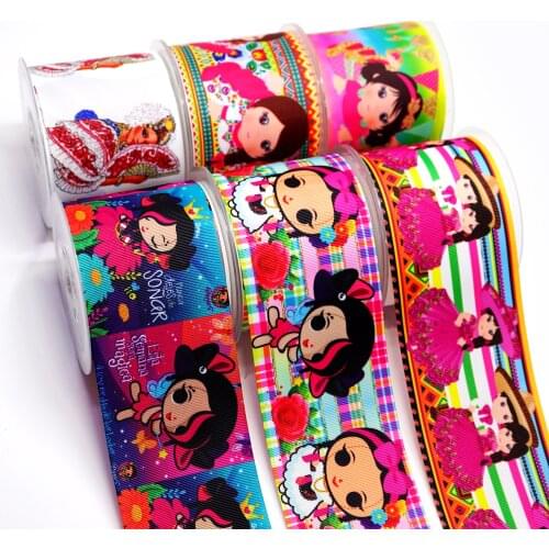 Free shipping 50 yard per size Mexico Flower Ribbons printed grosgrain ribbon 21120