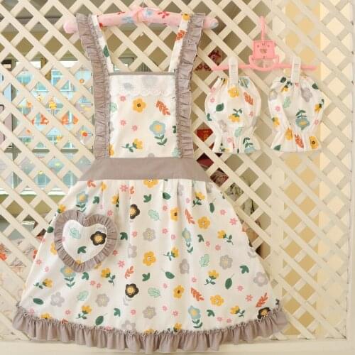 Kitchen Aprons For Women Cotton Pastoral Household Apron For Restaurant Wipeable Waterproof Cuisine Female Baking Accessories