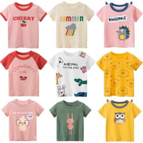 Summer childrens cute cartoon short-sleeved T-shirt variety of cute printed T-shirts