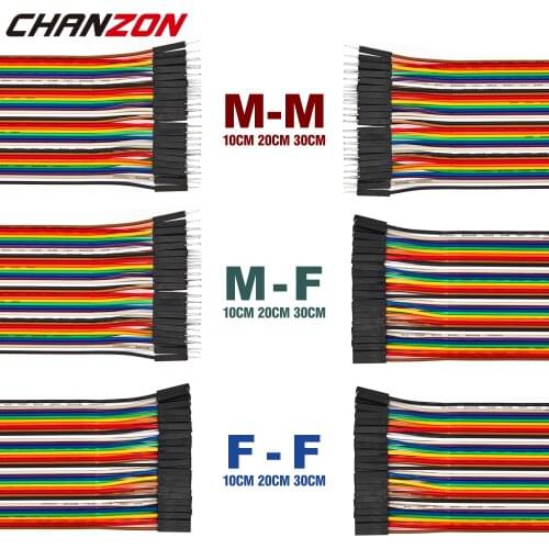 10cm 20cm 30cm Male Female 24AWG Copper Ribbon Jumper Wire Dupont Cable 40 Pin Long Line Connector for DIY Arduino Breadboard