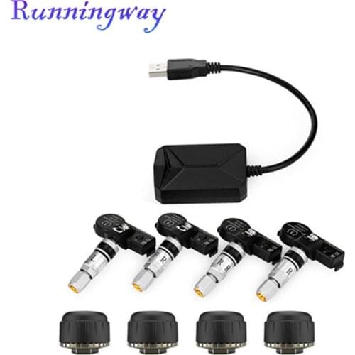 Runningway USB TPMS tire pressure monitor/Android navigation tire pressure monitoring /With Four External for Most Vehicles