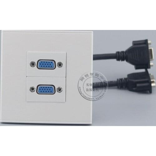 86*86mm Wall Face Plate Double VGA Outlet with extended wire Socket Media Assorted Panel Faceplate