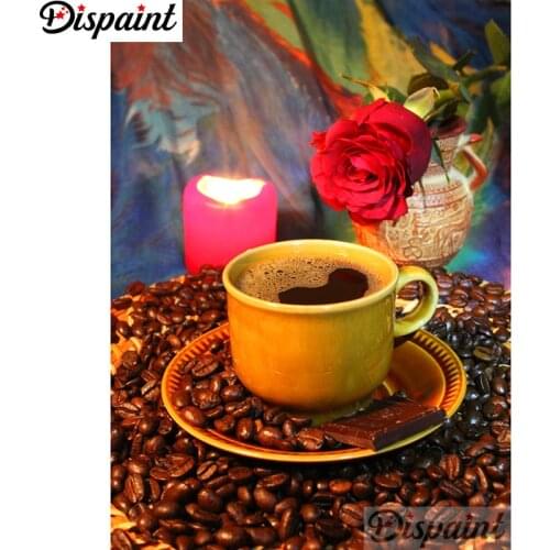 Dispaint Full Square/Round Drill 5D DIY Diamond Painting "Coffee flower scenery" Embroidery Cross Stitch 5D Home Decor A11643