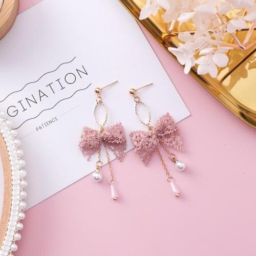 New pink Butterfly gems sweety Earrings geometric long Earrings fashion jewelry for women