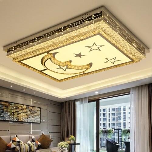 Living room lights warm romantic bedroom lights rectangular modern simple atmosphere hall lighting led crystal ceiling lamp led