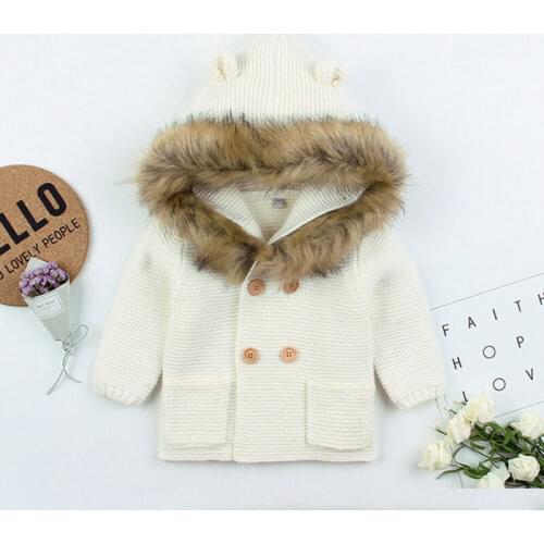 0-24M Toddler Newborn Infant Baby Boy Girl Coat Autumn Winter Knitted Warm Outwear Hooded Cardigans Jacket