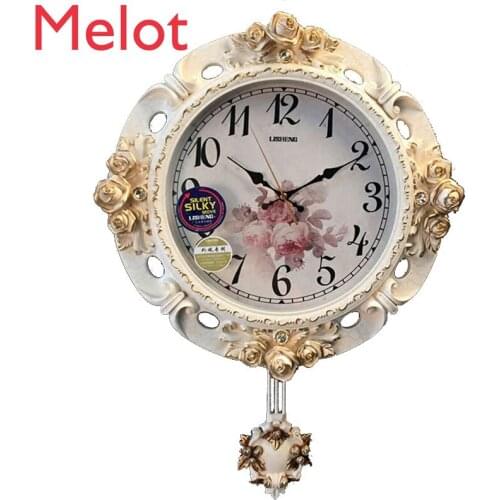 Pastoral Swing Clock Wall Clock Living Room Luxury Classical Pocket Watch Personal Household Creative Fashion Clock