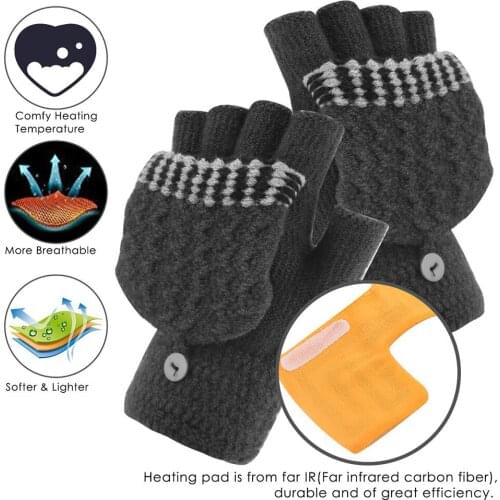 Mens Womens USB Heating Gloves Hand Mittens Laptop Half Fingerless Gloves Outdoor Sports Hunting Cycling Skiing Motorcycle