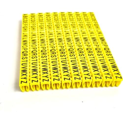 Plastic cable marking clip m-0 m-1 m-2 m-3 alphabit cable marking AZ cable size 1.5 SQMM yellow cable insulation cable marking