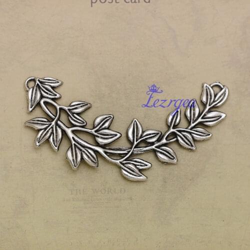 3pcs/lot--87x38mm,olive branch chams, Antique silver plated Leaf connector charms,DIY supplies,Jewelry accessories