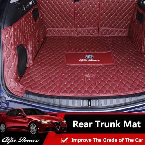 QHCP Car Trunk Mat Cargo Liner Microfiber Leather Rear Trunk Pad Anti-dirty Boot Tray Floor Sheet Carpets For Alfa Romeo Stelvio