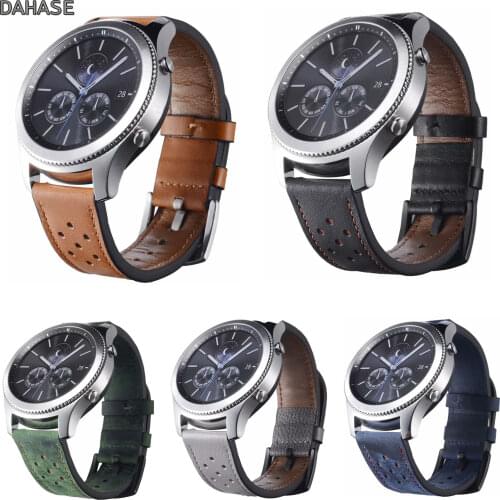 22mm Genuine Leather Watch Strap For Samsung Galaxy Watch 46mm Band Replacement Hole Wristband For Amazfit Stratos 2 Pace Strap