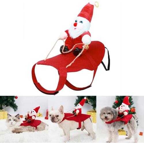 Dog Christmas Pet clothes Santa Claus riding a deer Jacket Coat Pet Christmas Dog Apparel Costumes for Small Large Dog Outfit