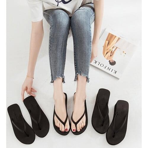 New Summer Wedges Slippers Black Gray Brown Casual Beach Slipper Sandals Outside Sportswear Women Eva Flip Flops