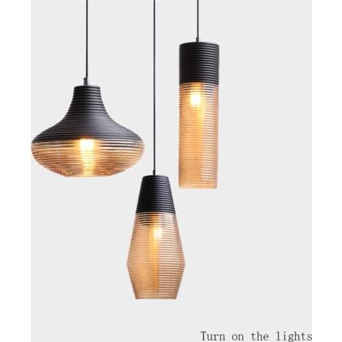 Modern LED Pendant Lamps Vintage Glass Pendant Lights Living Room Bedroom Loft Industrial Home Decor Kitchen Fixtures Hang Lamp