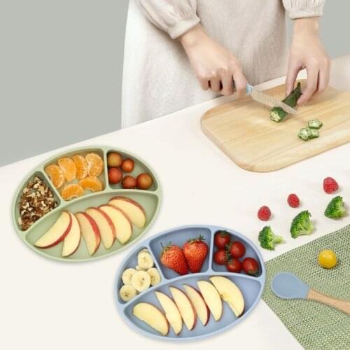 T5EC Baby Suction Cup Bowl Divided Dinner Plate Infants Learning Feeding Dish Bowl